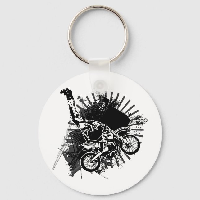 Motocross Grunge Jump Keychain (Front)