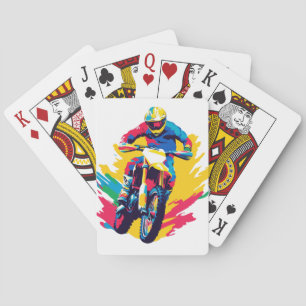 Motocross Illustration Watercolour Art Painting Playing Cards