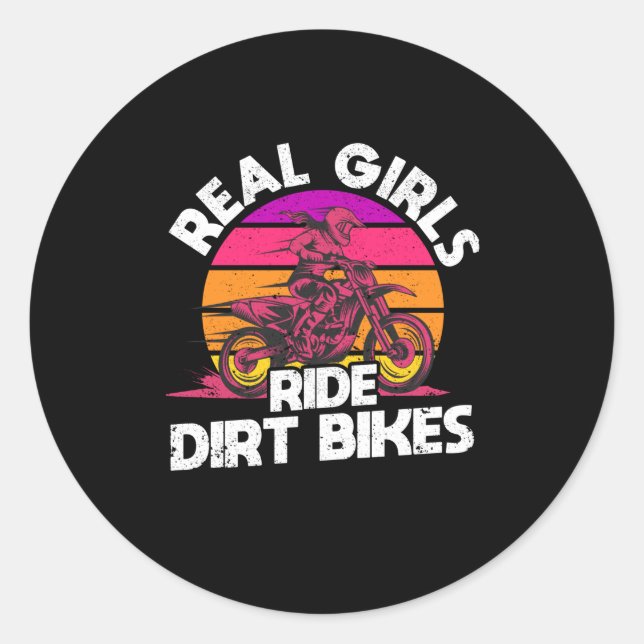 Motocross Lovers Racing Bikers Real Girls Ride Classic Round Sticker (Front)