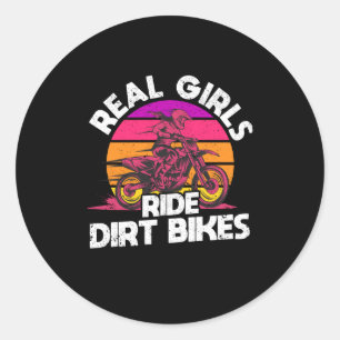 Motocross Lovers Racing Bikers Real Girls Ride Classic Round Sticker