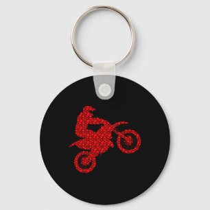 Motocross Lovers Valentine Hearts Love Dirt Bike S Keychain