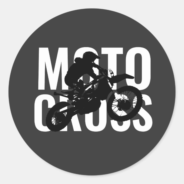 Motocross Motorcycle Sport Pop Art Classic Round Sticker (Front)