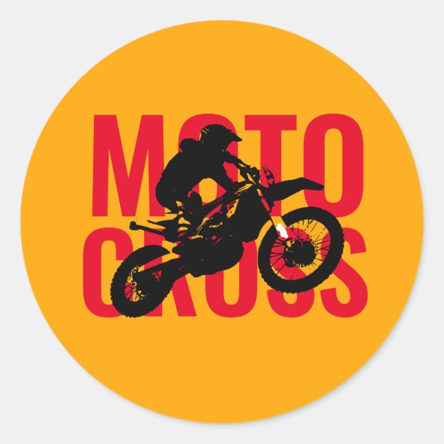 Motocross Motorcycle Sport Pop Art Classic Round Sticker (Front)