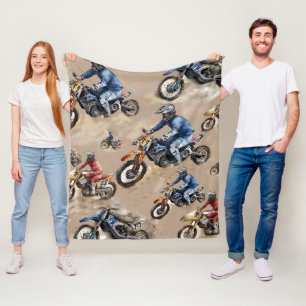 Motocross off-road art fleece blanket