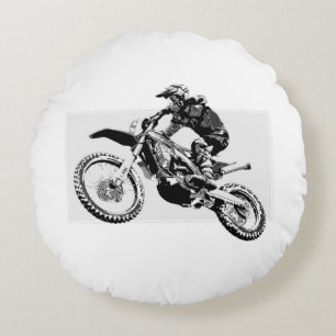 Motocross Racer Design Round Pillow