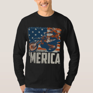 Motocross racer dirt bike &Merica American Flag T-Shirt