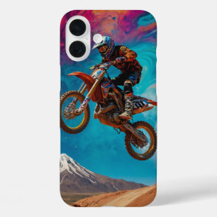 Motocross Racer on Mountain Slope iPhone 16 Plus Case