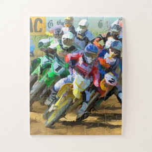 Motocross Racing Digital Art Jigsaw Puzzle