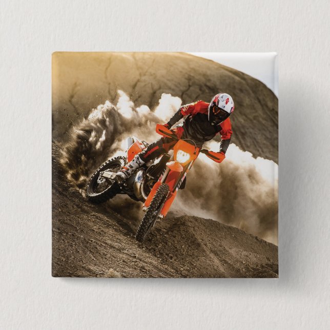 Motocross Rider 2 Inch Square Button (Front)