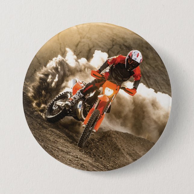 Motocross Rider 3 Inch Round Button (Front)