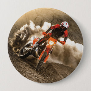 Motocross Rider 4 Inch Round Button