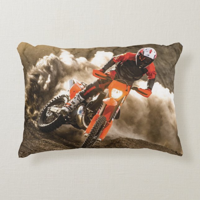 Motocross Rider Accent Pillow (Front)