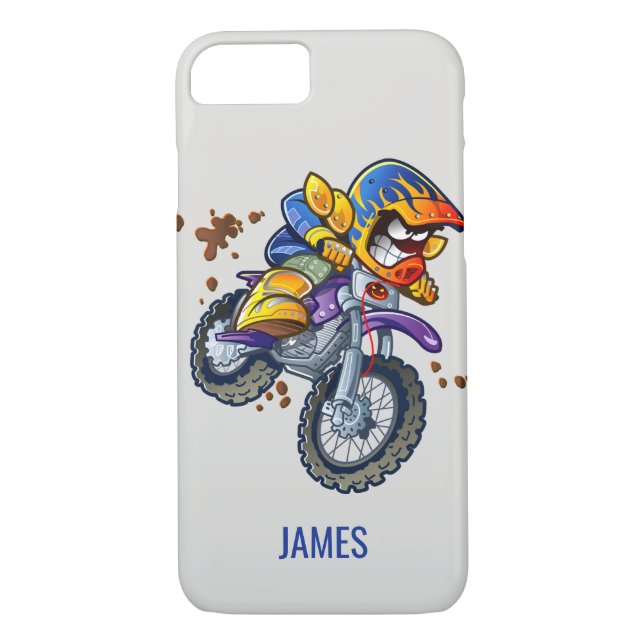 Motocross Rider Cartoon Personalized Name | Sport Case-Mate iPhone Case (Back)