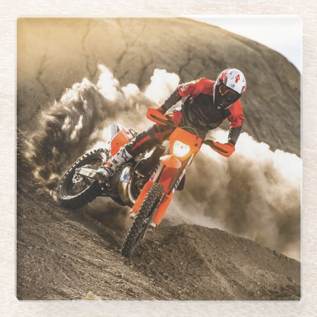 Motocross Rider Glass Coaster (Front)