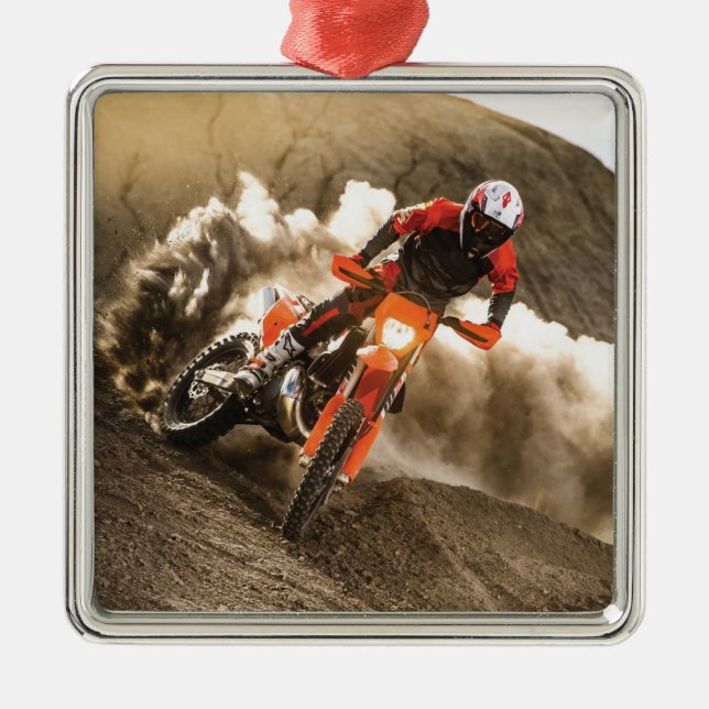 Motocross Rider Metal Ornament (Front)