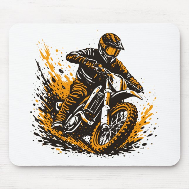 Motocross Rider Power Sliding Through Mud  Mouse Pad (Front)
