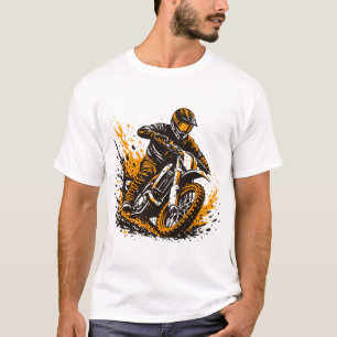 Motocross Rider Power Sliding Through Mud T-Shirt