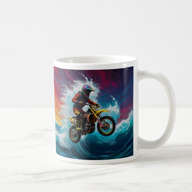 Motocross Rider Racing the Waves Coffee Mug (Right)