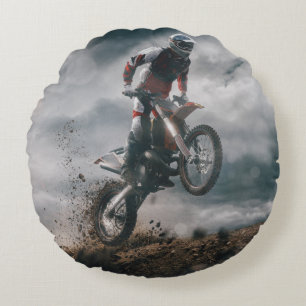 motocross rider round pillow