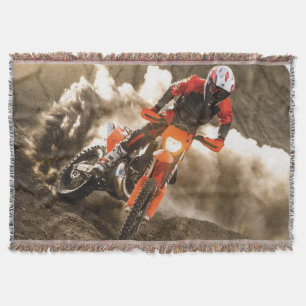 Motocross Rider Throw Blanket