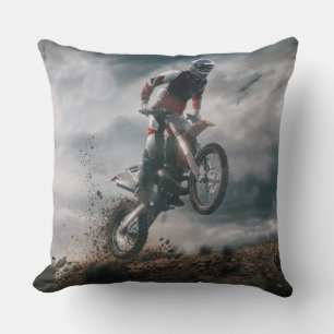 Motocross rider throw pillow