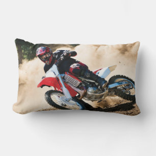 Motocross rider throw pillow