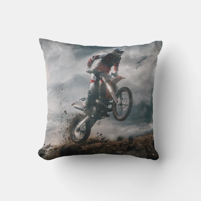 motocross rider throw pillow (Front)