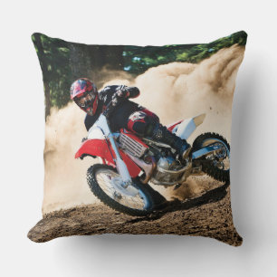 Motocross rider throw pillow