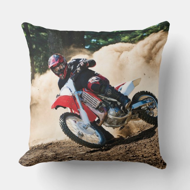 Motocross rider throw pillow (Front)