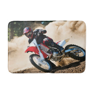 Motocross rider throw pillow bath mat