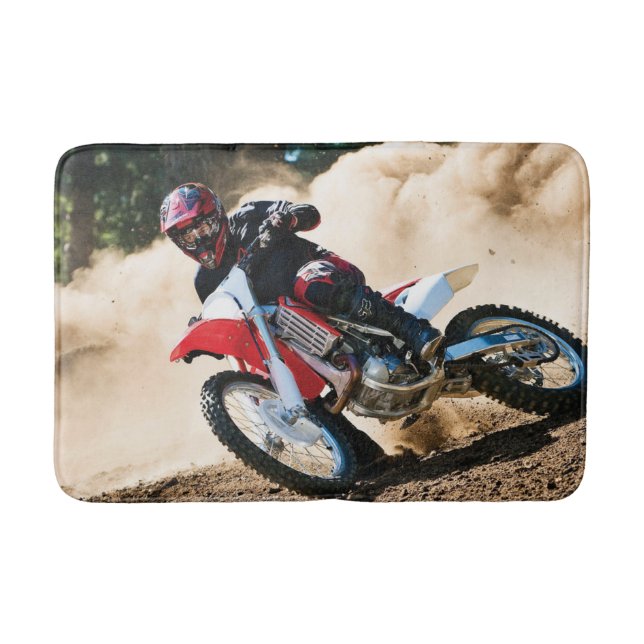 Motocross rider throw pillow bath mat (Front)