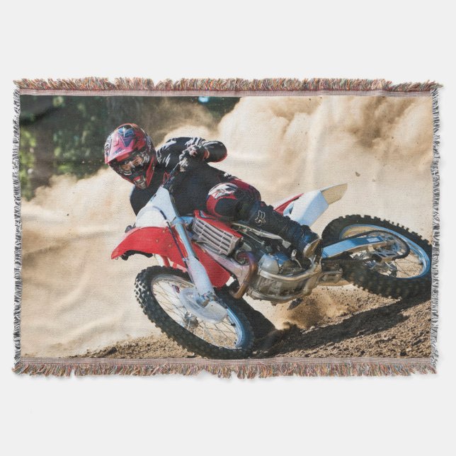 Motocross rider throw pillow blanket (Front)