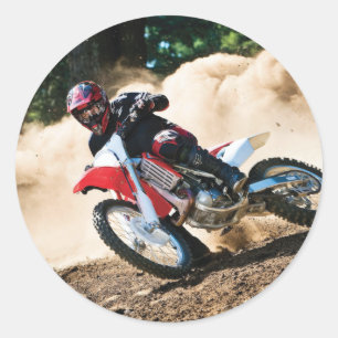 Motocross rider throw pillow classic round sticker