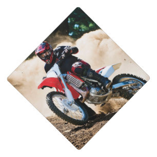 Motocross rider throw pillow graduation cap topper