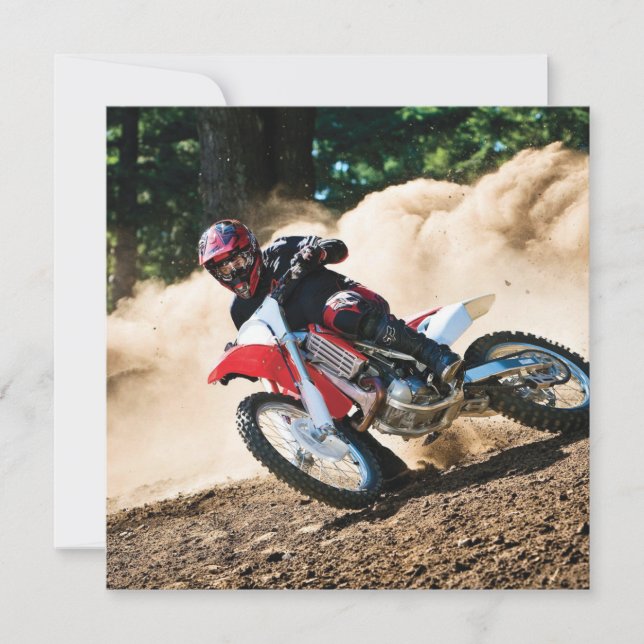 Motocross rider throw pillow invitation (Front)