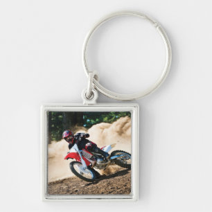 Motocross rider throw pillow keychain
