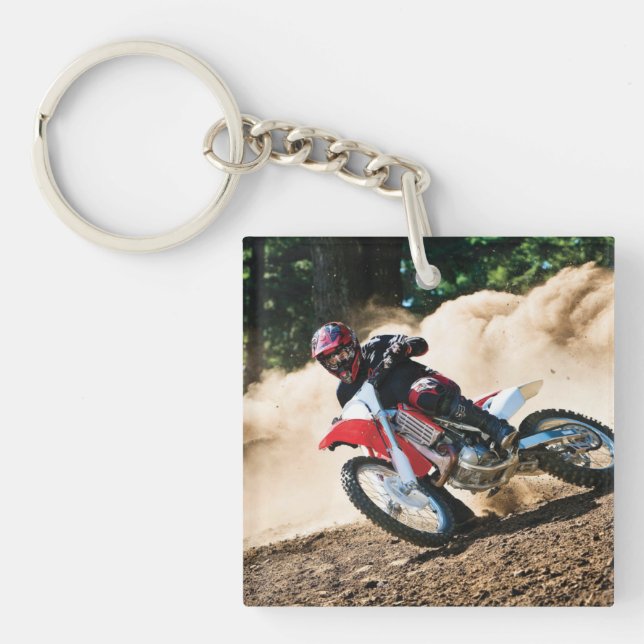 Motocross rider throw pillow keychain (Front)