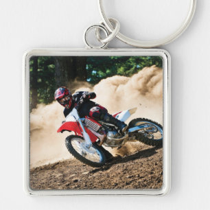 Motocross rider throw pillow keychain