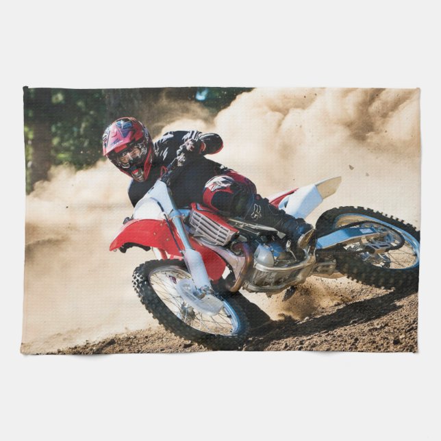 Motocross rider throw pillow kitchen towel (Horizontal)