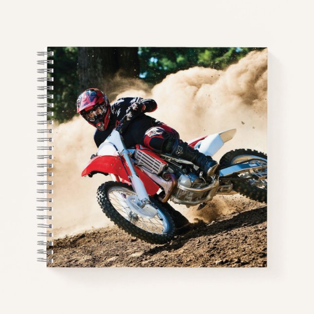 Motocross rider throw pillow notebook (Front)
