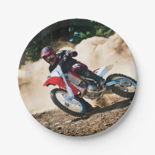 Motocross rider throw pillow paper plate