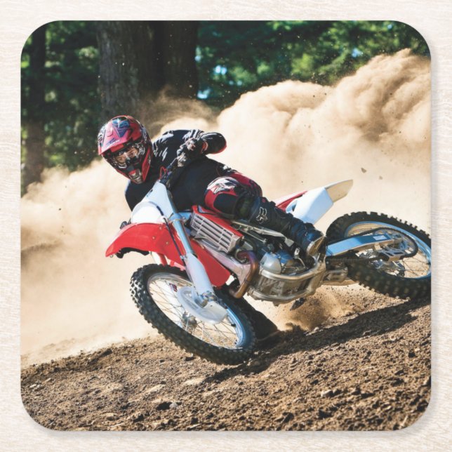 Motocross rider throw pillow square paper coaster (Front)