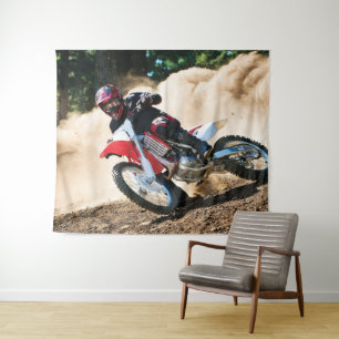 Motocross rider throw pillow tapestry