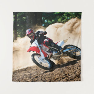 Motocross rider throw pillow tapestry