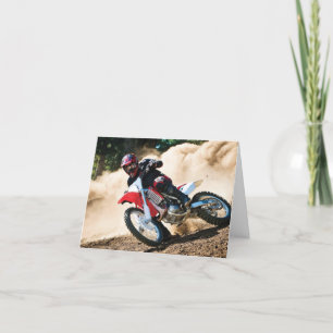 Motocross rider throw pillow thank you card