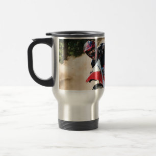 Motocross rider throw pillow travel mug