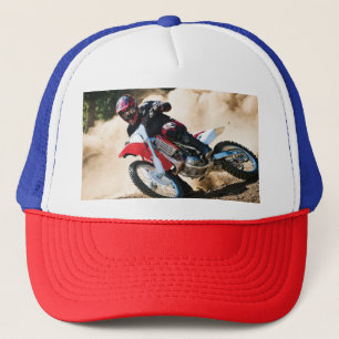 Motocross rider throw pillow trucker hat