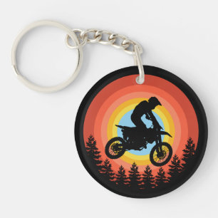 MOTOCROSS RIDER VINTAGE SUNSET KEYCHAIN