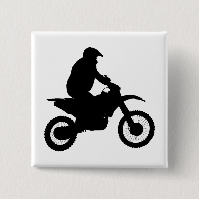 Motocross Silhouette 2 Inch Square Button (Front)