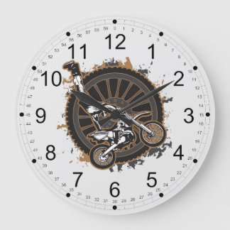 Motocross Stunt Large Clock